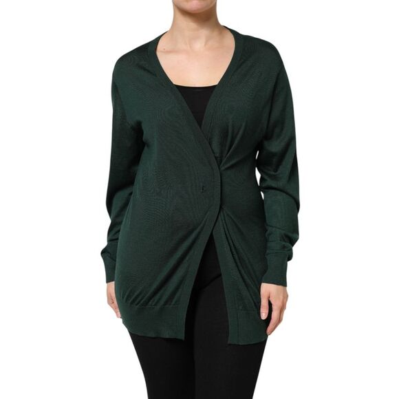 Dolce & Gabbana Dark Green Cashmere Silk Cardigan Women's Sweater